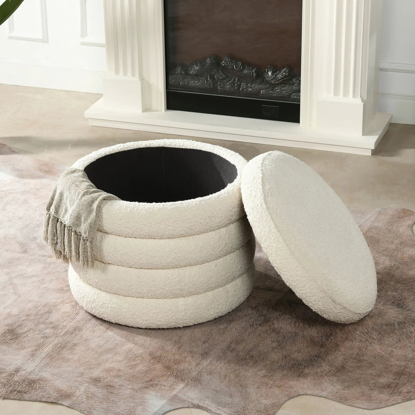 Fuji - Oversized Round Storage Ottoman by HouseOfZazla
