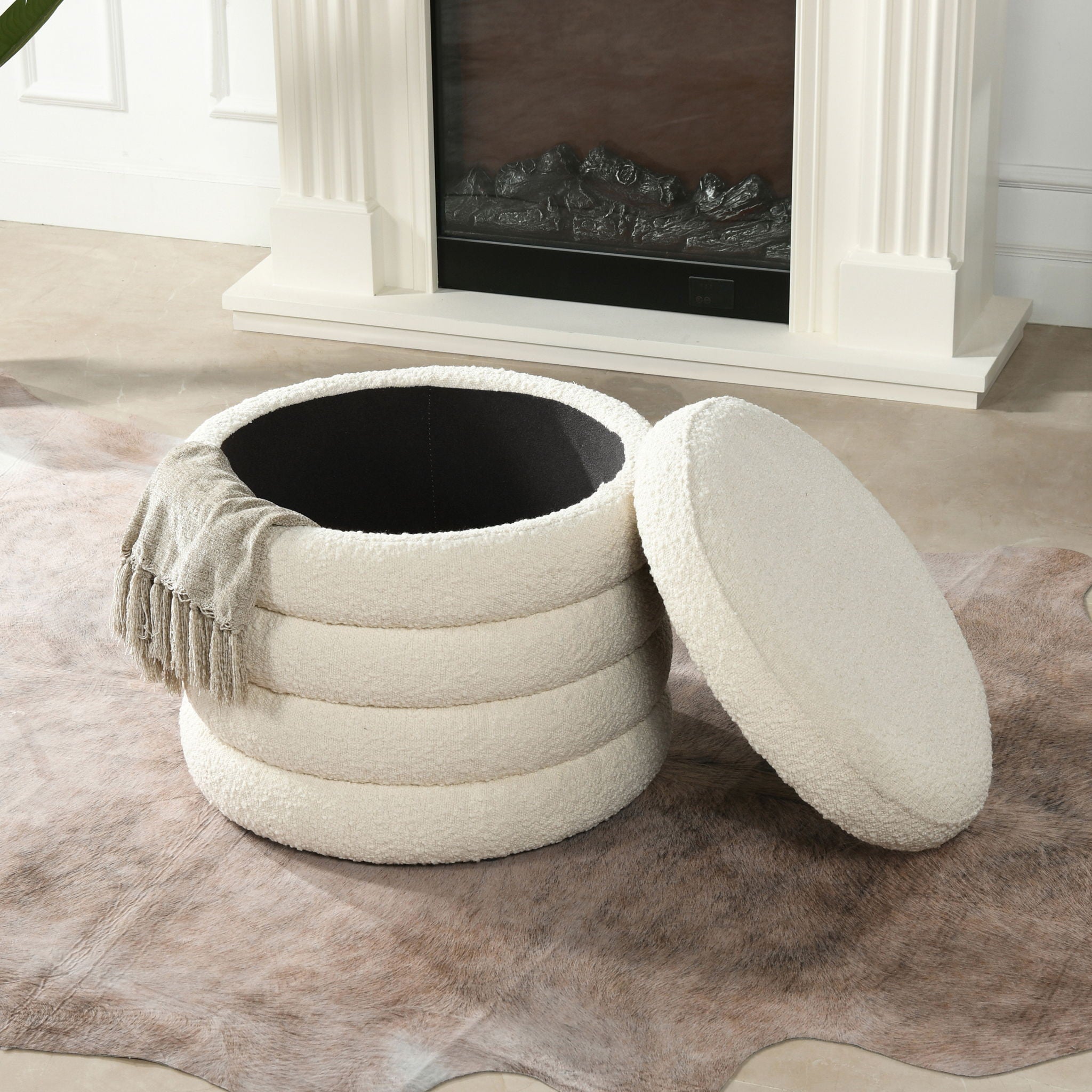 Fuji - Oversized Round Storage Ottoman by HouseOfZazla