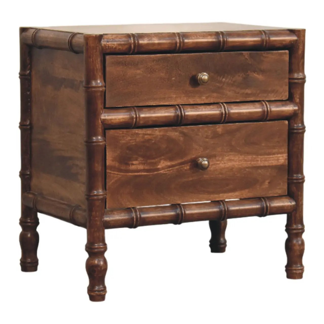 Solid Wood Bamboo Frame Nightstand in Roasted Almond by HouseOfZazla