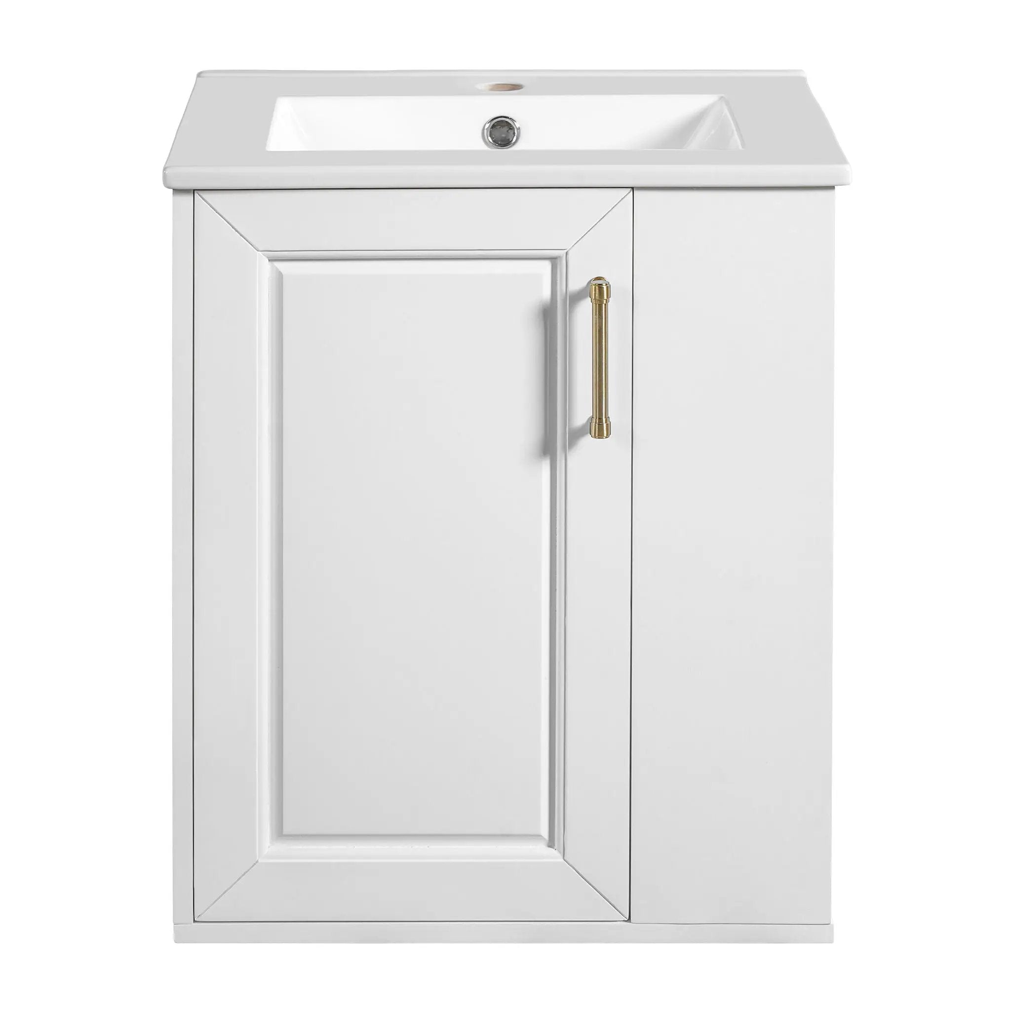 Wall Mounted Bathroom Cabinet With Side Shelf Combo, Vanity With Sink - White by HouseOfZazla