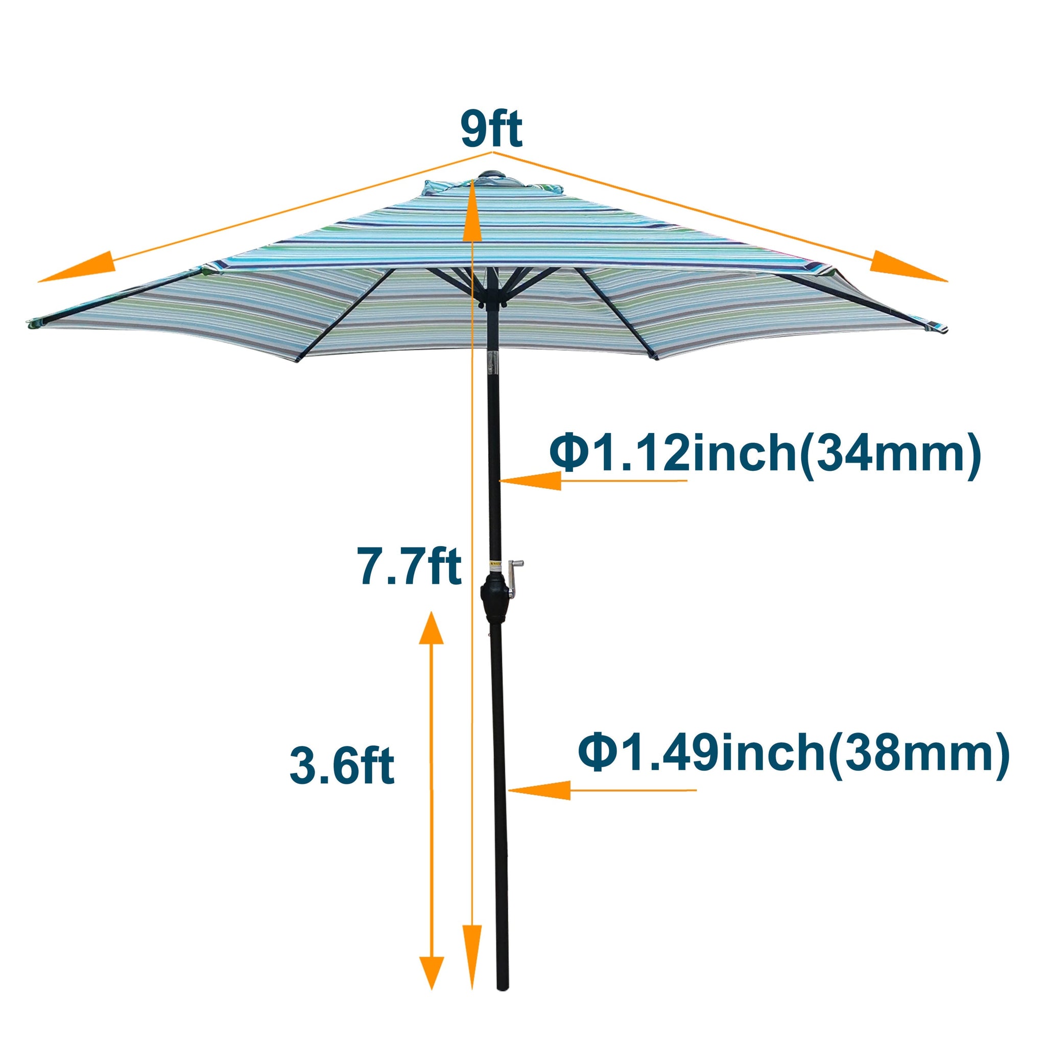 9FT Umbrella Blue Stripes by HouseOfZazla