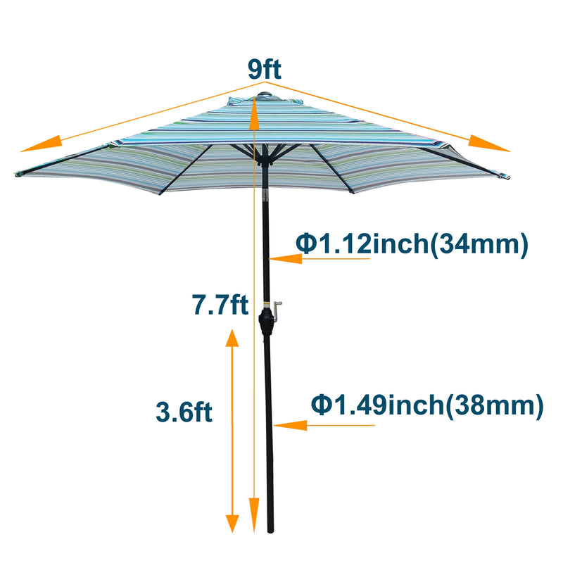 9FT Umbrella Blue Stripes by HouseOfZazla