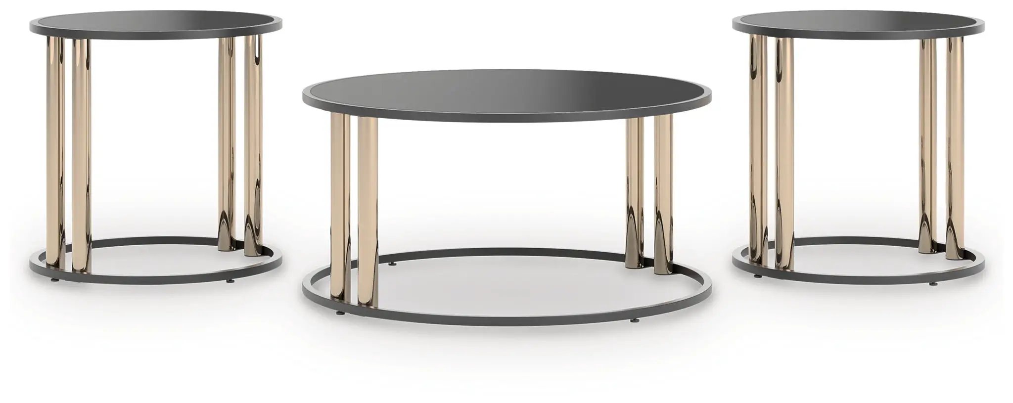 Hannerly - Occasional Table Set (Set of 3) - Black / Gold Finish by Unique Piece Furniture