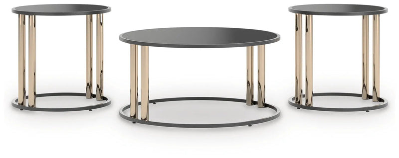 Hannerly - Occasional Table Set (Set of 3) - Black / Gold Finish by Unique Piece Furniture