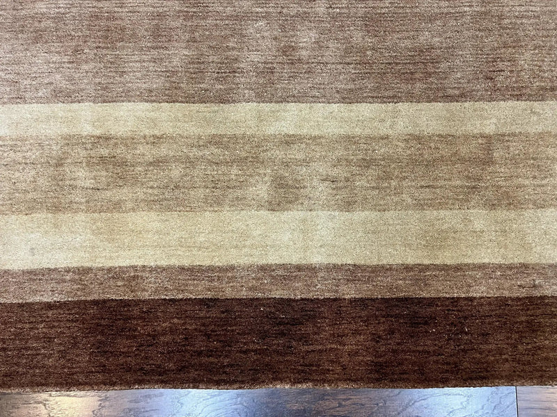 Indo Gabbeh Rug 5x8, Contemporary Wool Stripped Modern Area Rug, Hand Knotted Medium Sized Carpet by Jewel Rugs