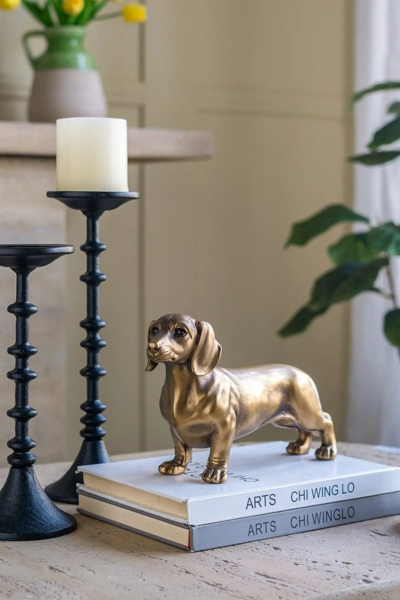 11.4x3.3x6.6' Lifelike Dachshund Figurine with Copper Finish by HouseOfZazla