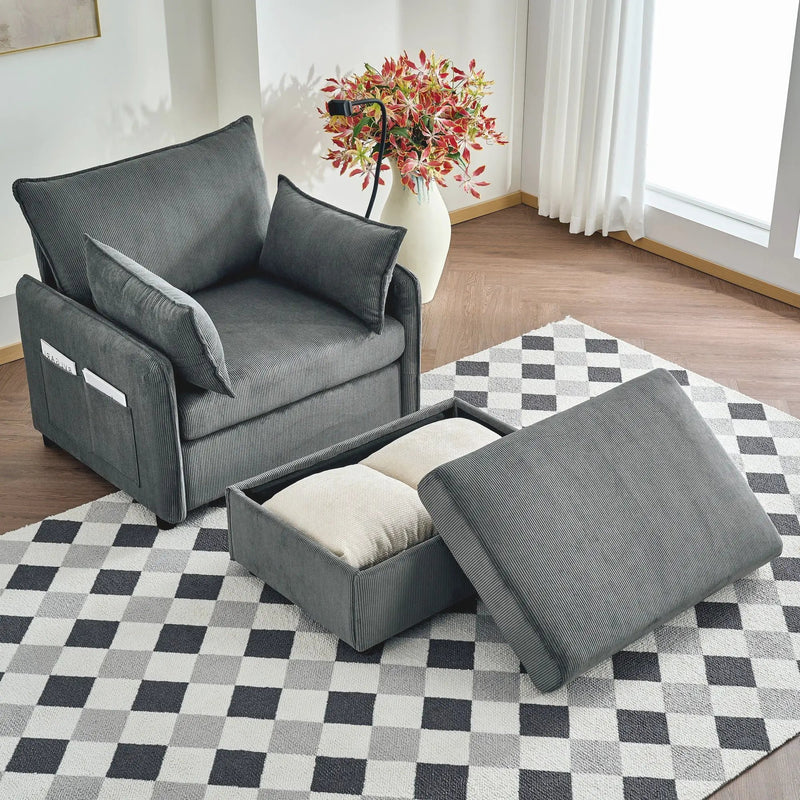 Comfy Oversized Chaise Lounge Chair With Ottoman And Storage by Unique Piece Furniture