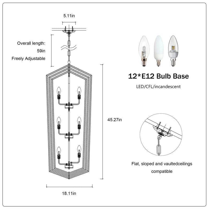 12-Light Farmhouse Kitchen Chandeliers, Matte by HouseOfZazla