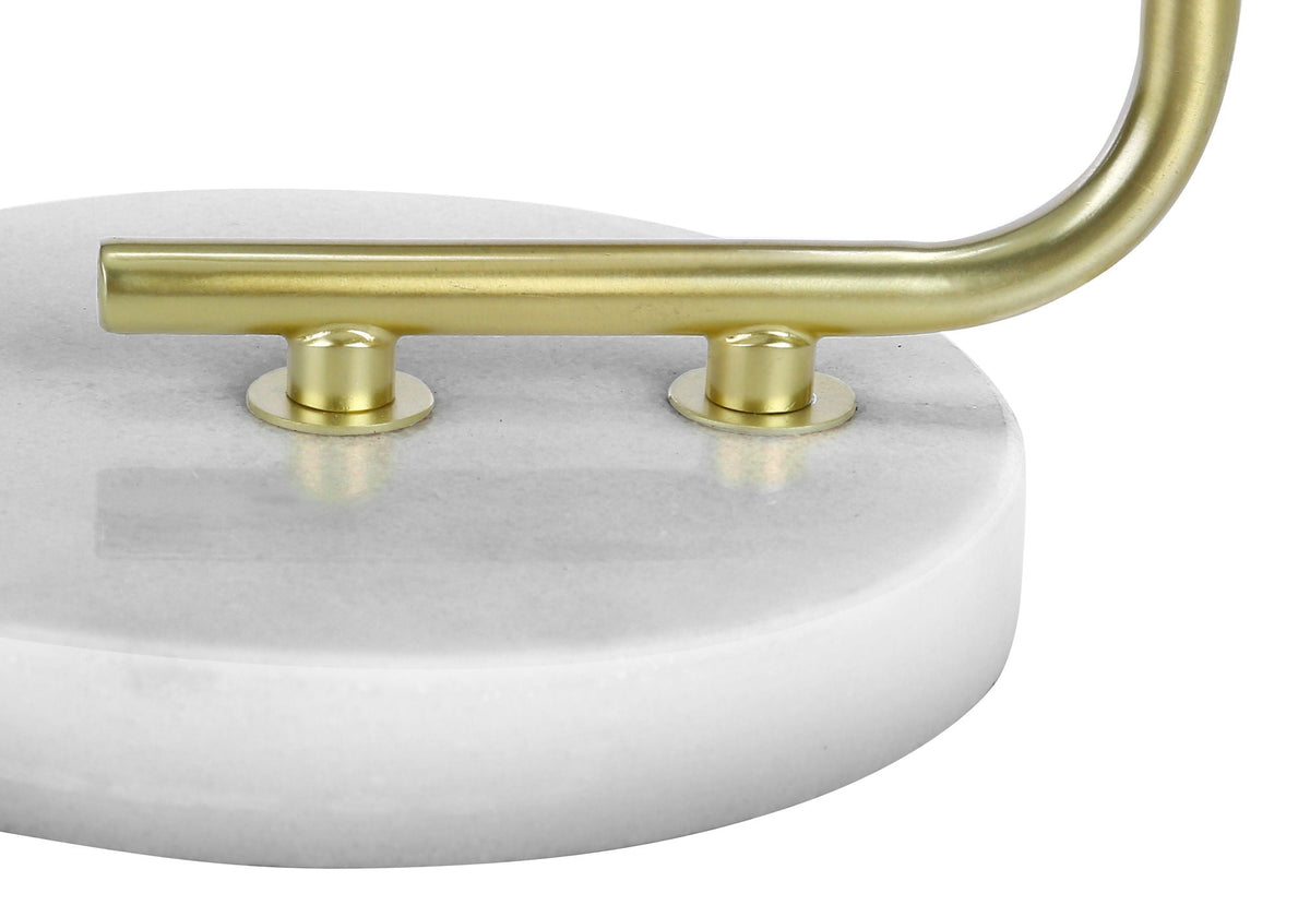 White Marble Table Lamp with Fabric Shade - Contemporary - White, photo 4 of 4