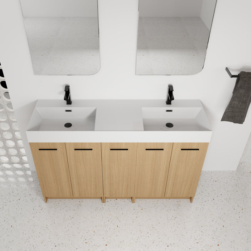 60" Double Sink Bathroom Vanity with Extra-Large Storage by HouseOfZazla