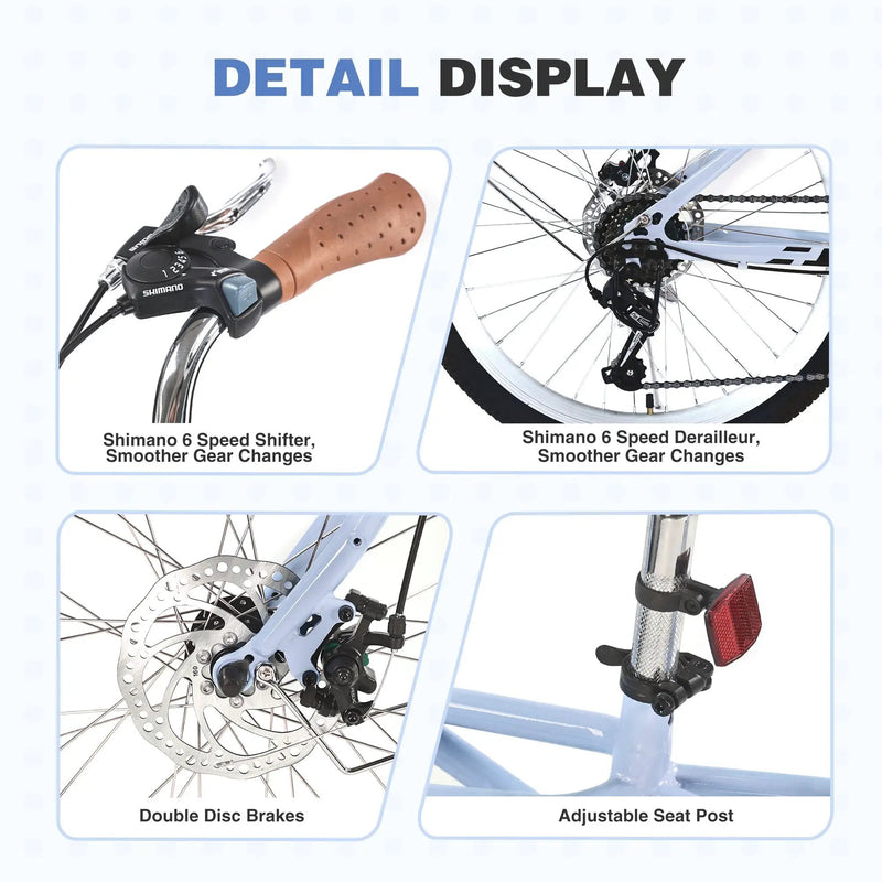 6 Speed Steel Frame 24 Inch Commuter Bike by HouseOfZazla