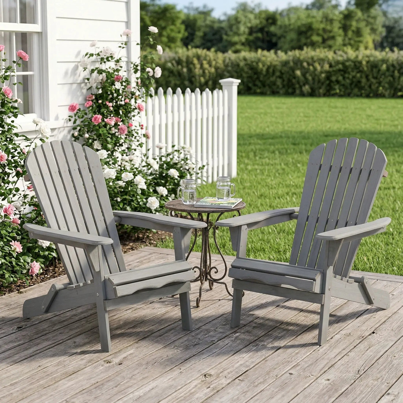 Oversize Outdoor Folding Adirondack Chair, Patio Chair For Garden by HouseOfZazla