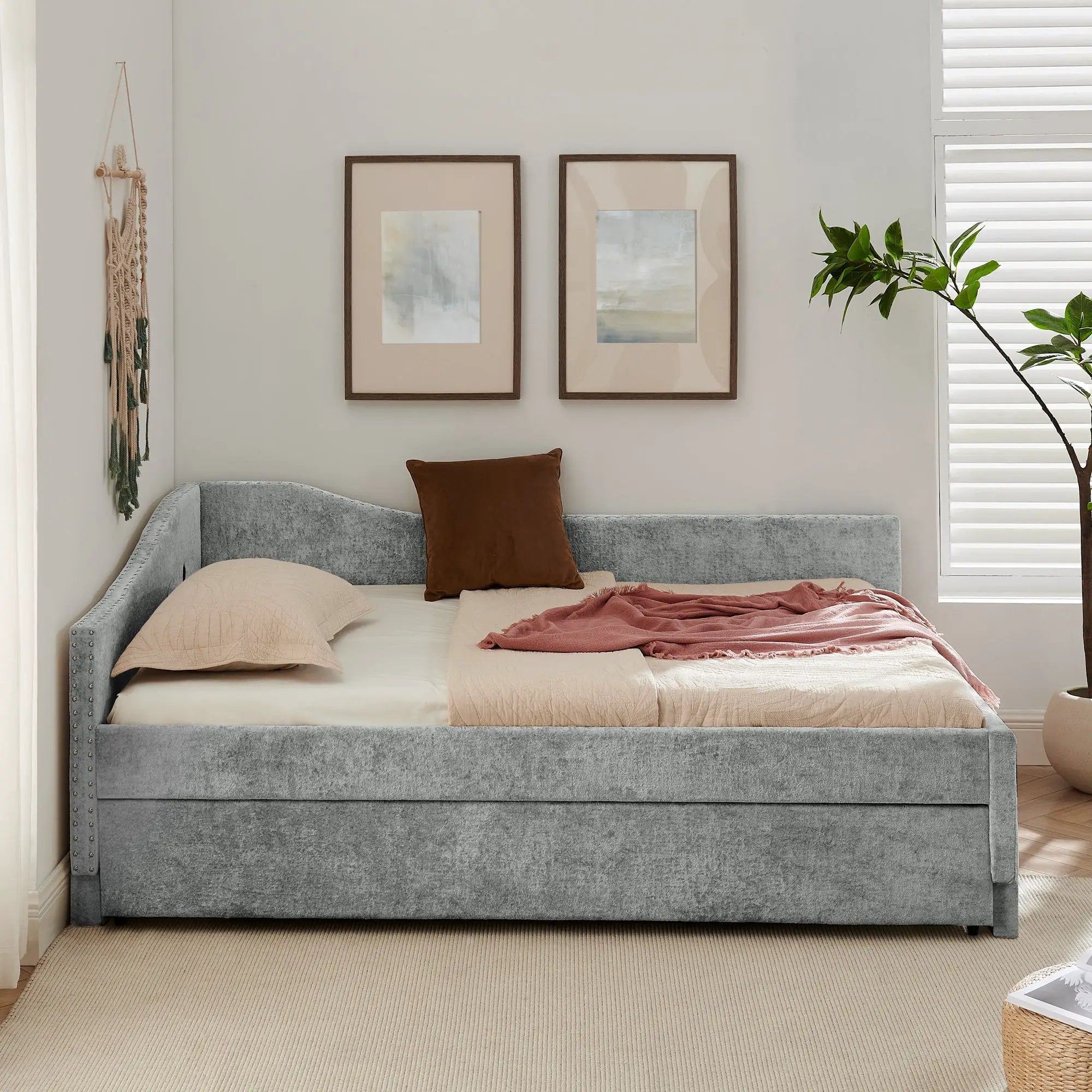 Full Size Curved Round Edge Padded Backrest Daybed by HouseOfZazla