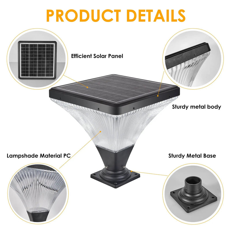 15" Black Outdoor Post Light - LED with Remote Control by HouseOfZazla