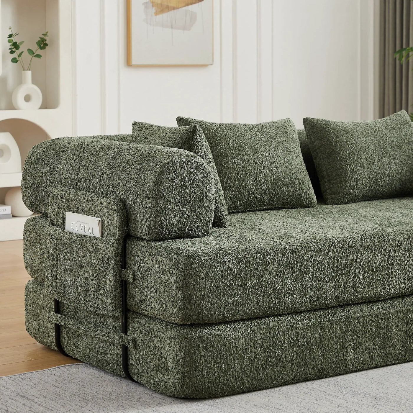 Convertible Sleeper Sofa Bed With Cylindrical Pillow by HouseOfZazla