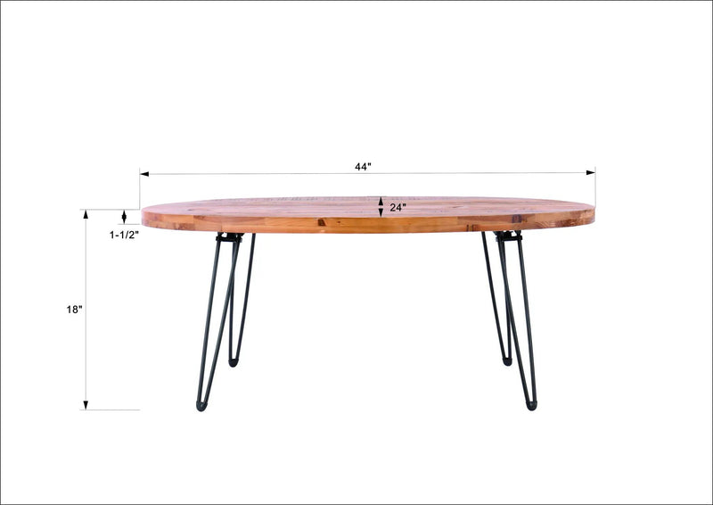 Oval Natural Reclaimed Wood Foldable Cocktail Table For Your Living Room - Natural by HouseOfZazla
