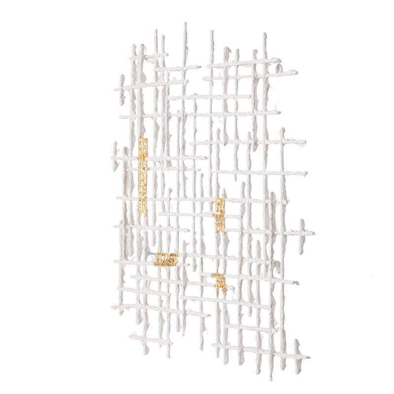 Iron Wall Decor with Geometric Design - White / Gold, photo 5 of 7