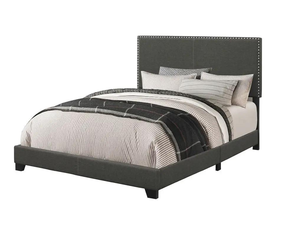 Boyd Upholstered Eastern King Panel Bed Charcoal by Unique Piece Furniture
