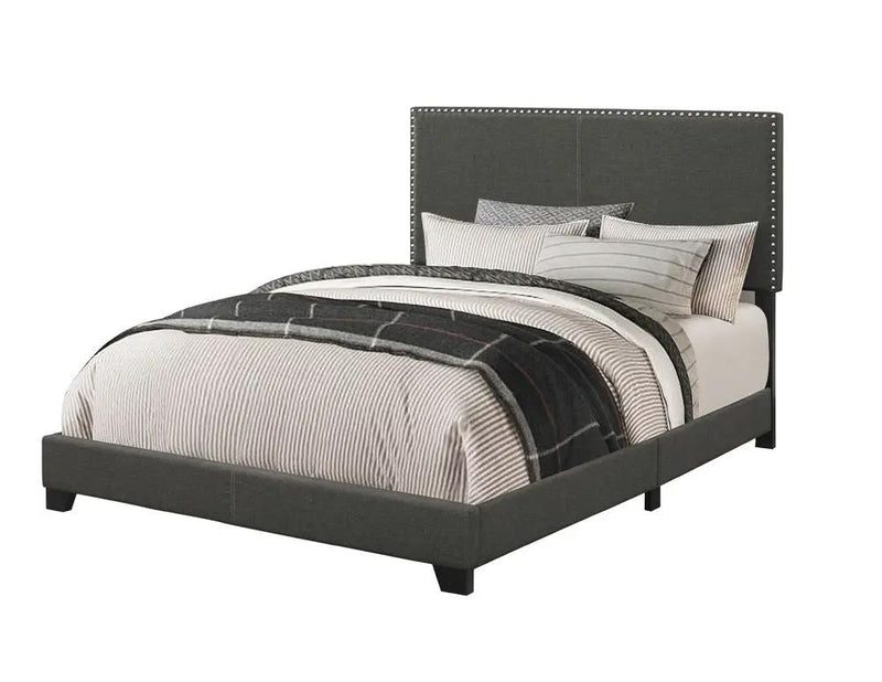 Boyd Upholstered Eastern King Panel Bed Charcoal by Unique Piece Furniture