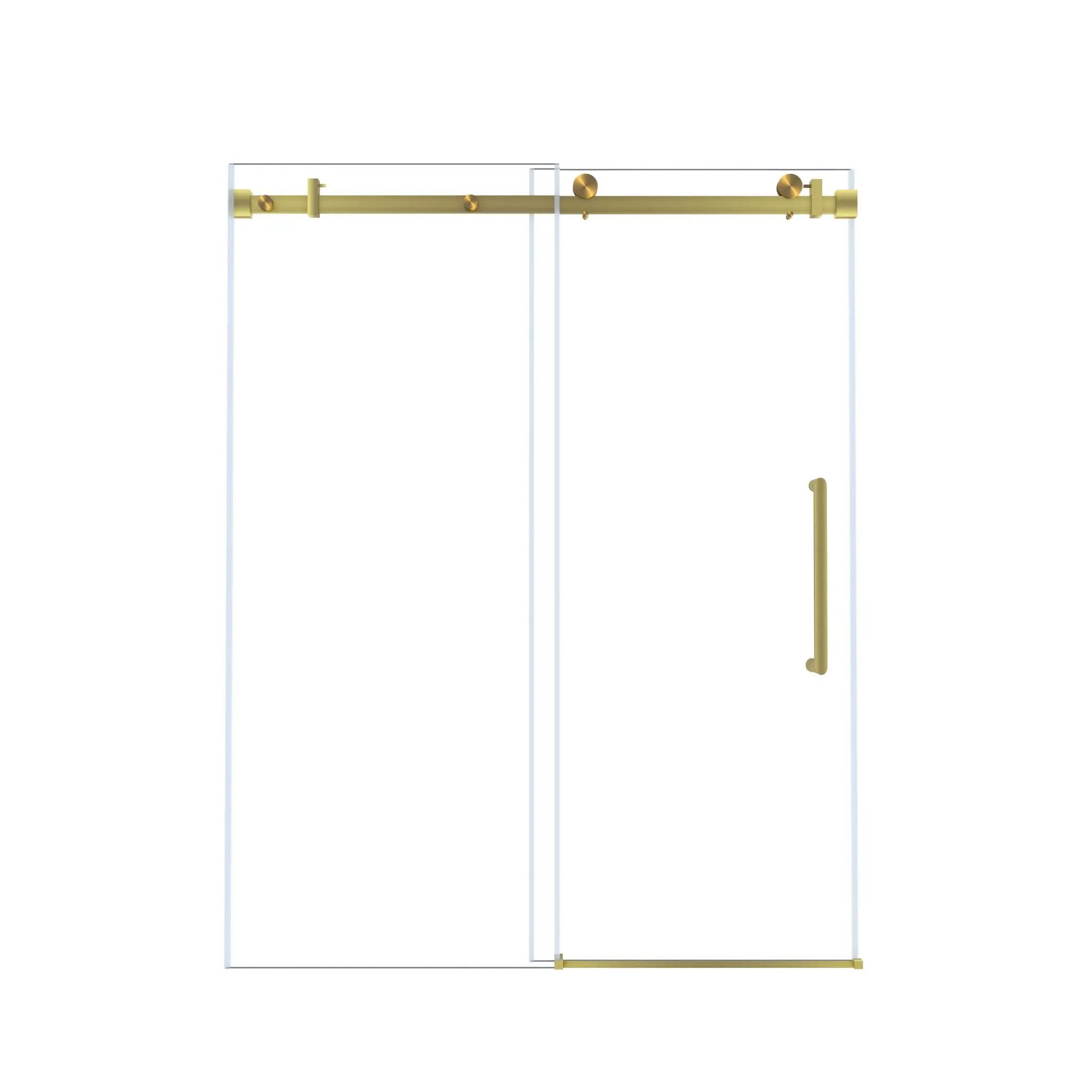 Frameless Single Sliding Shower Door With Handle And Square Tube Track by HouseOfZazla