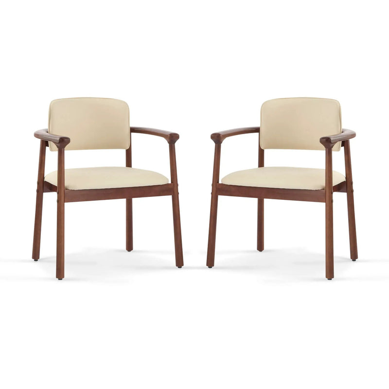 Dining Room Chairs, Ideal For Home & Kitchen (Set of 2) - Beige / Dark Walnut by HouseOfZazla