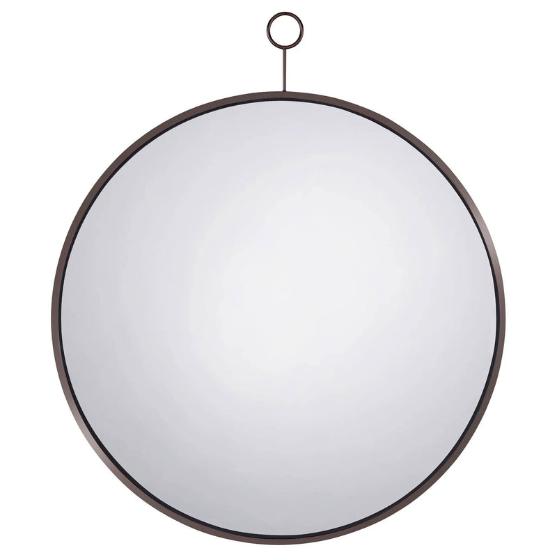 Gwyneth 30 x 35 Inch Round Wall Mirror Black Nickel by Unique Piece Furniture