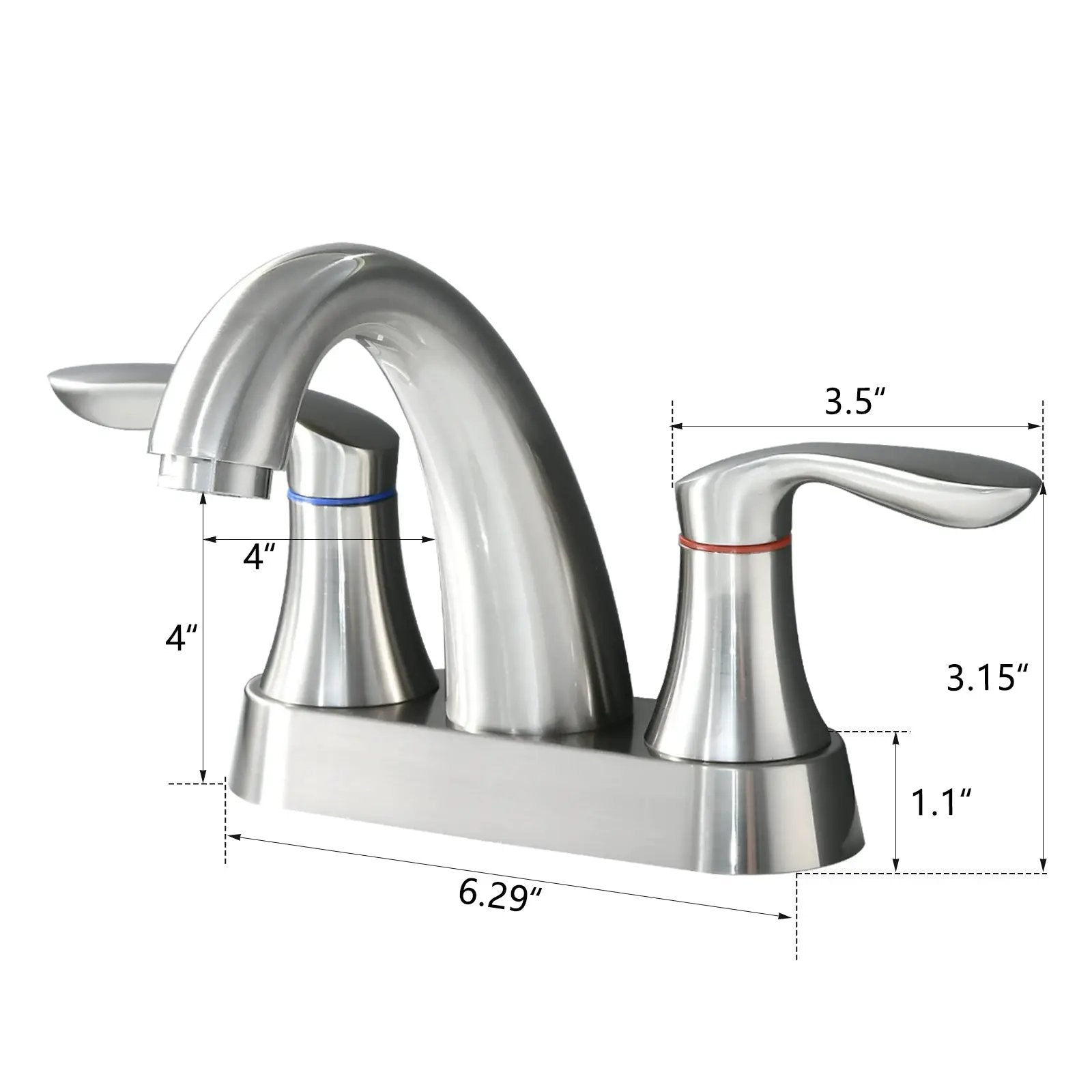 Two Handle 4 Inch Centerset Bathroom Sink Faucet with Pop-Up Drain, Brushed Nickel by HouseOfZazla