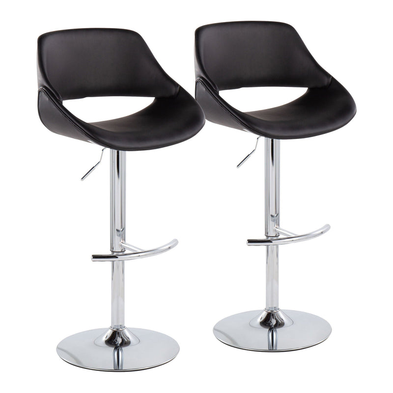 Fabrico - Contemporary Adjustable Bar Stool With Rounded T Footrest (Set of 2) by Unique Piece Furniture