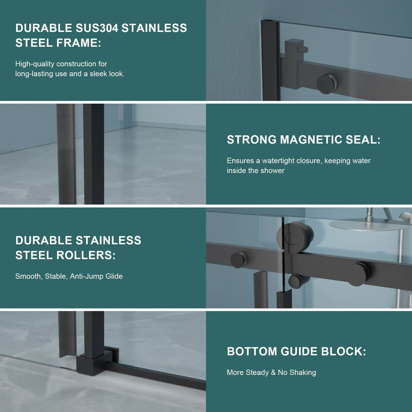 Modern Single Slide Shower Door, Tempered Glass, Stainless Steel Frame by HouseOfZazla