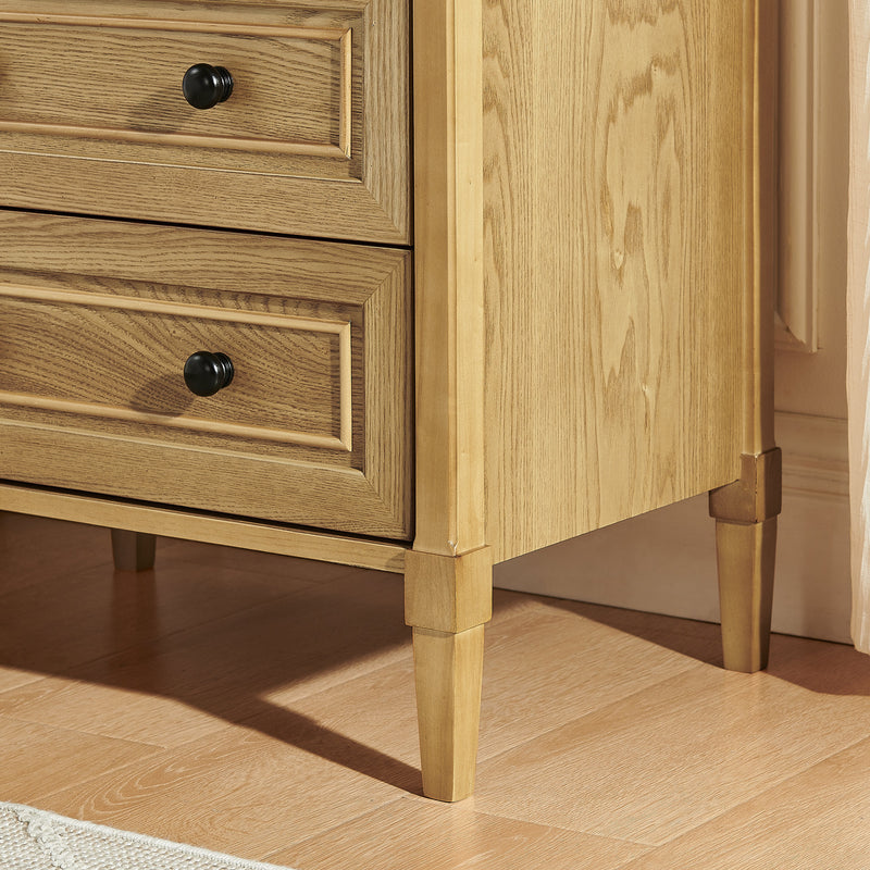 Wooden Bedside Nightstand with Open Cubby & 2 Storage Drawers - Bedroom Cabinet, photo 6 of 10
