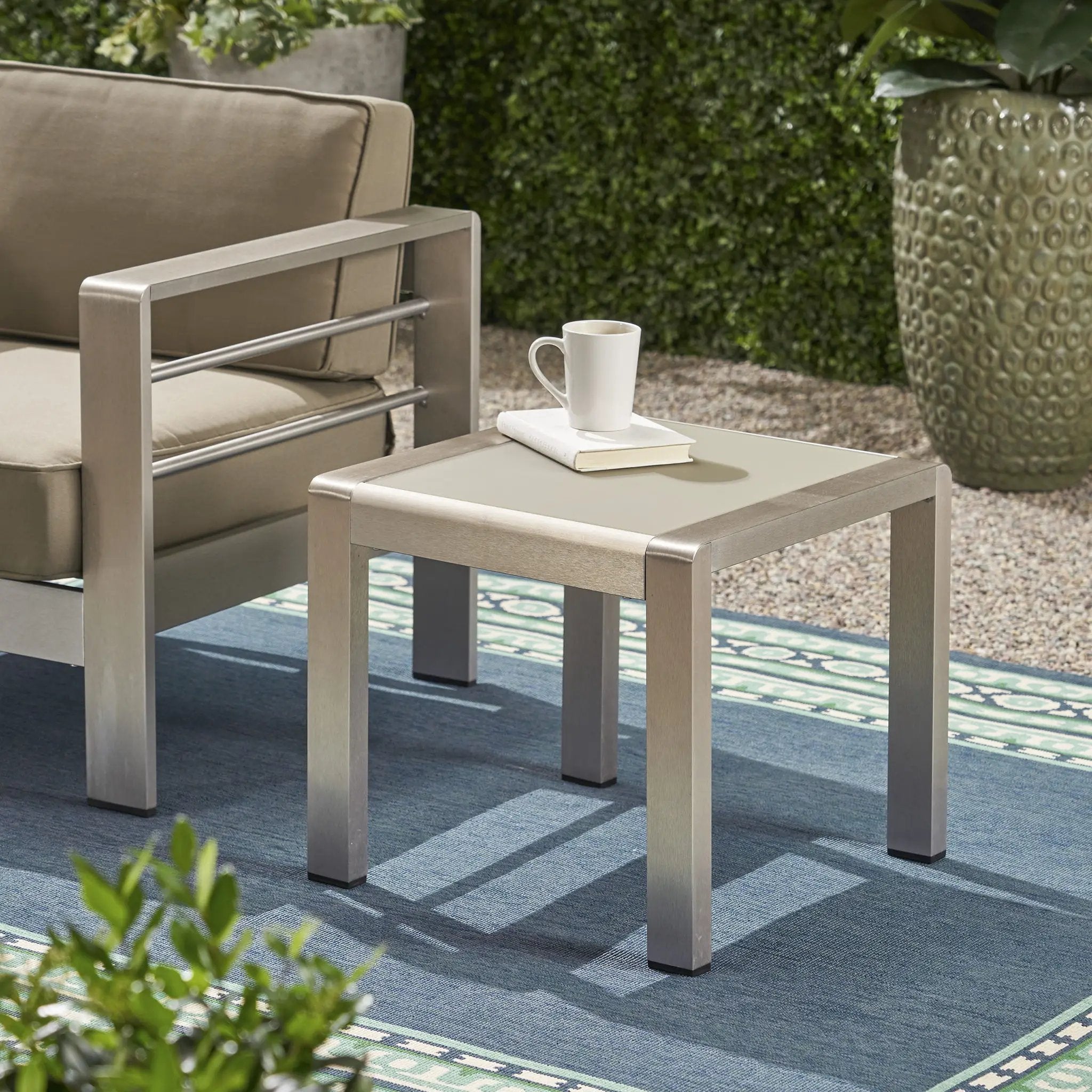 Cape Coral Contemporary Side Table With Frosted Glass Top by HouseOfZazla