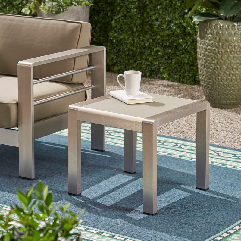 Cape Coral Contemporary Side Table With Frosted Glass Top by HouseOfZazla