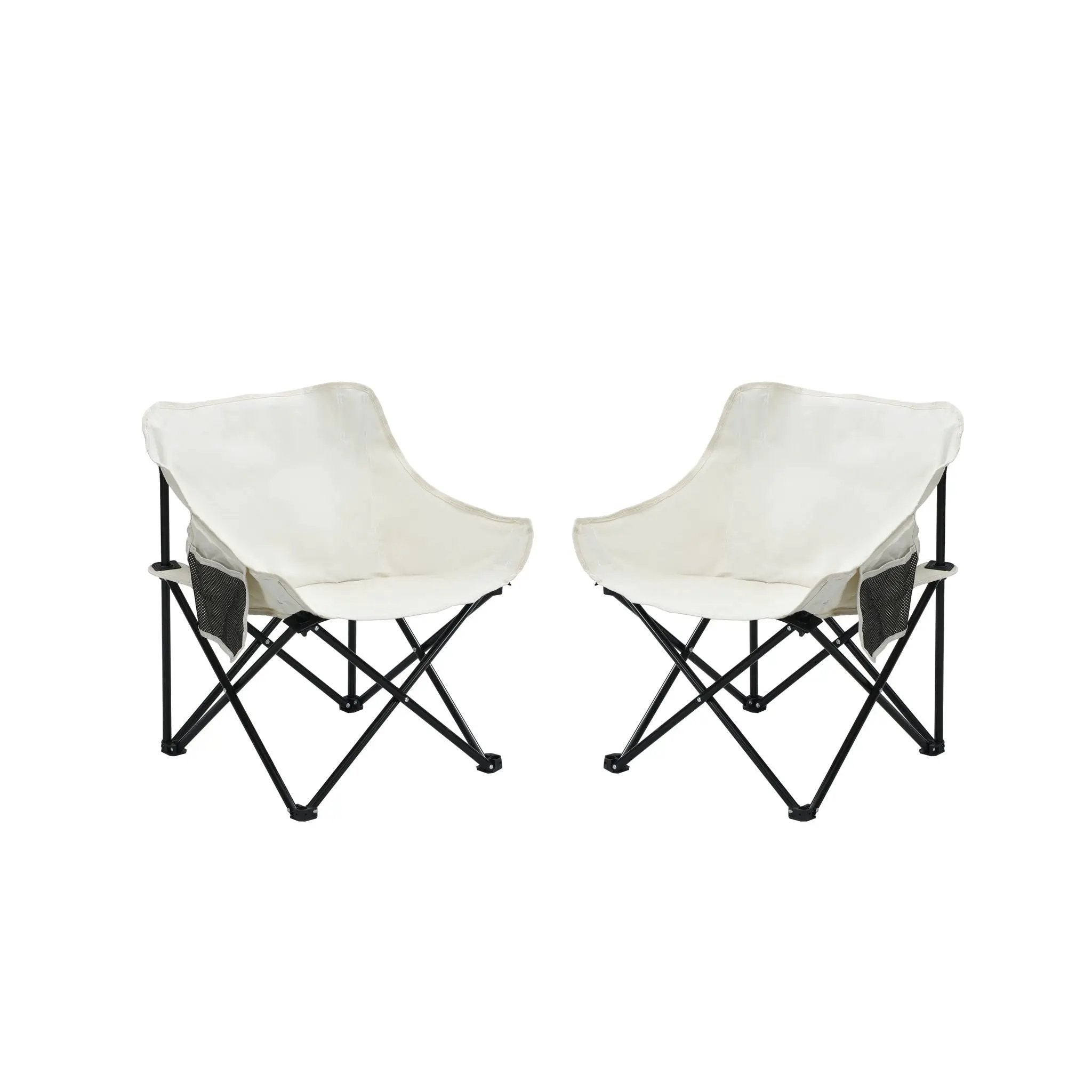 2 Pieces Outdoor Camping Chairs Folding / Portable, Comfortable Seating, Durable Steel Fram by Unique Piece Furniture