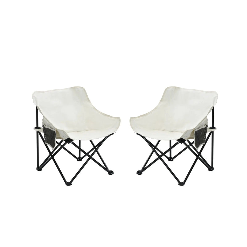 2 Pieces Outdoor Camping Chairs Folding / Portable, Comfortable Seating, Durable Steel Fram by Unique Piece Furniture