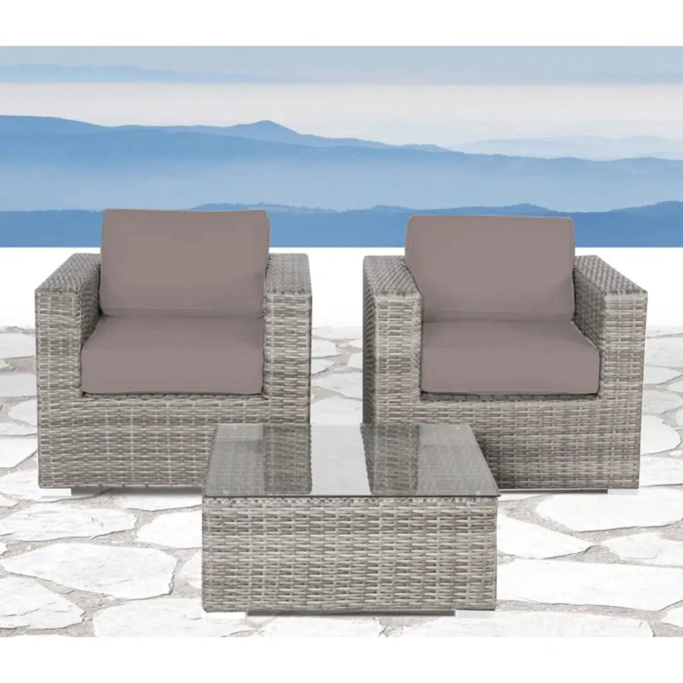 Wicker Seating Group Set With Table And Cushions by Unique Piece Furniture