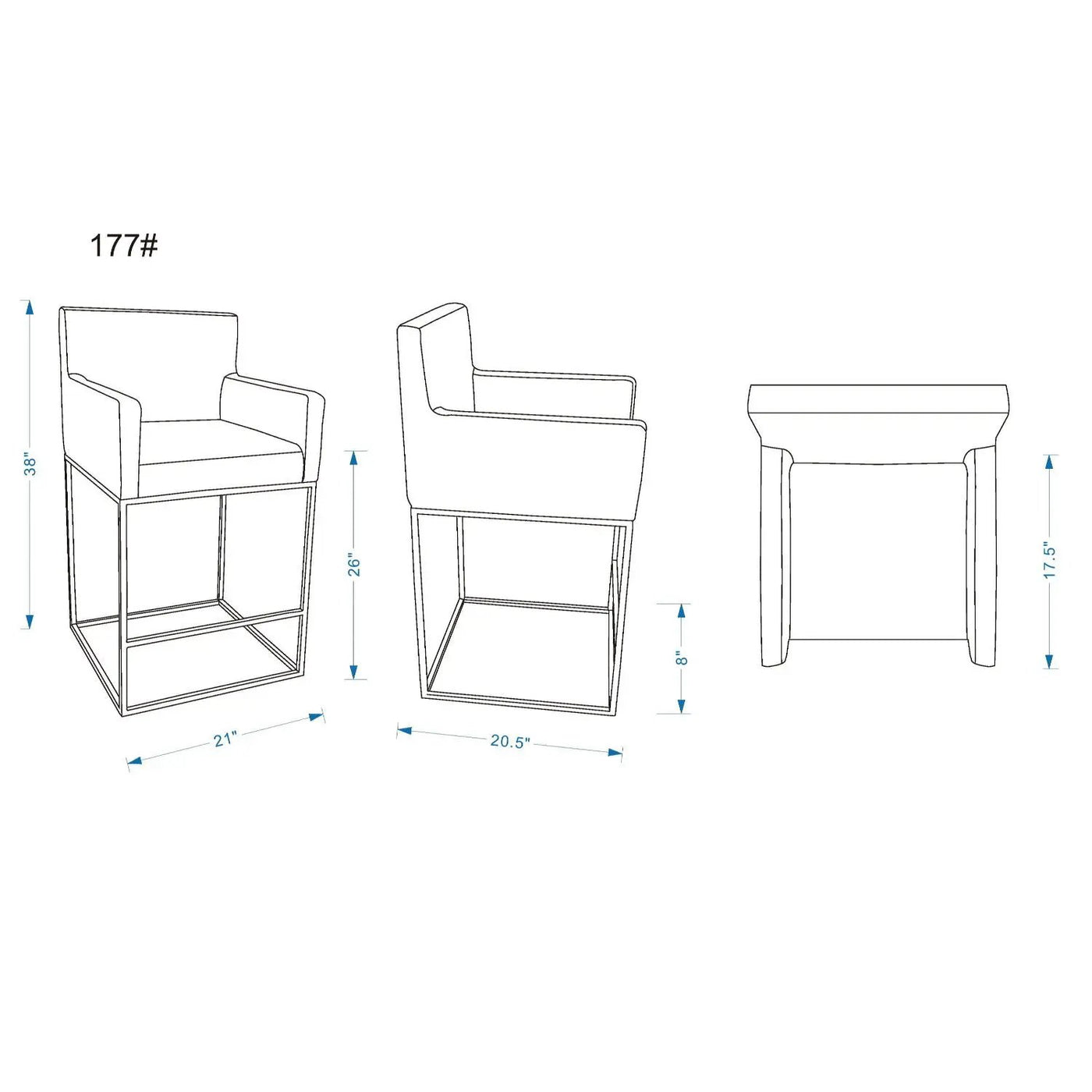Ambassador - Counter Stool With Square Frame by HouseOfZazla