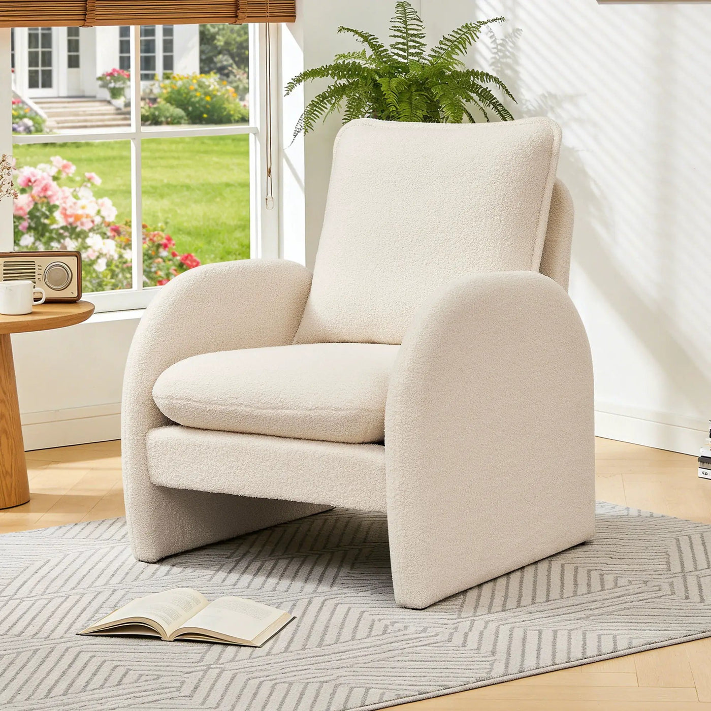 Modern Sherpa Upholstered Accent Chair, Comfortable Living Room Armchair, Lounge Chair For Bedroom, And Office by HouseOfZazla