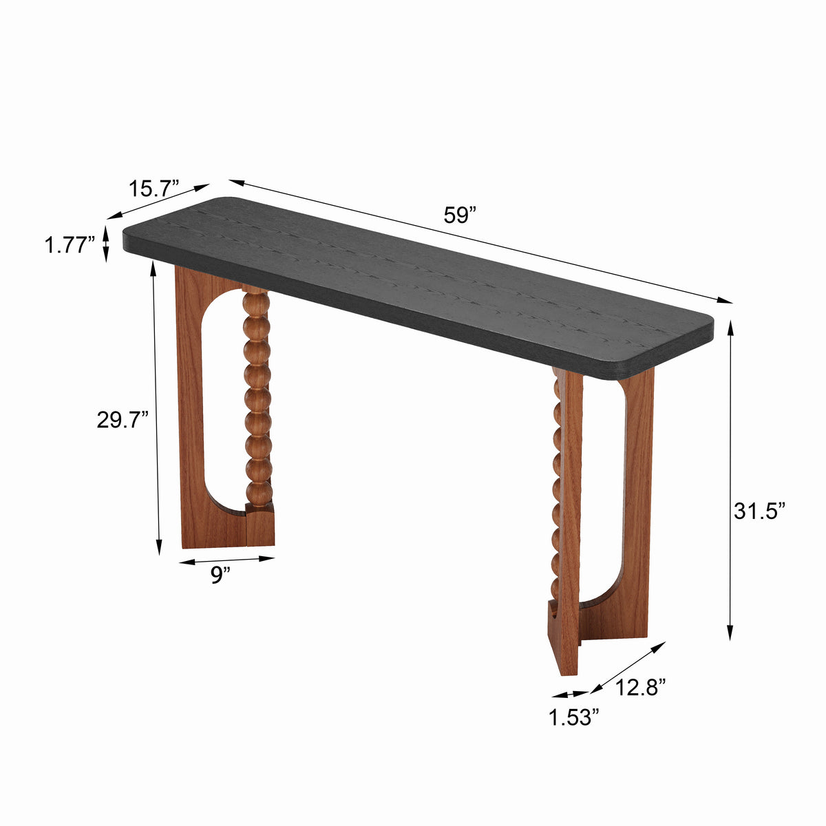 Wood Console Table with Lacquered Finish and Spherical Legs - Natural, photo 8 of 10