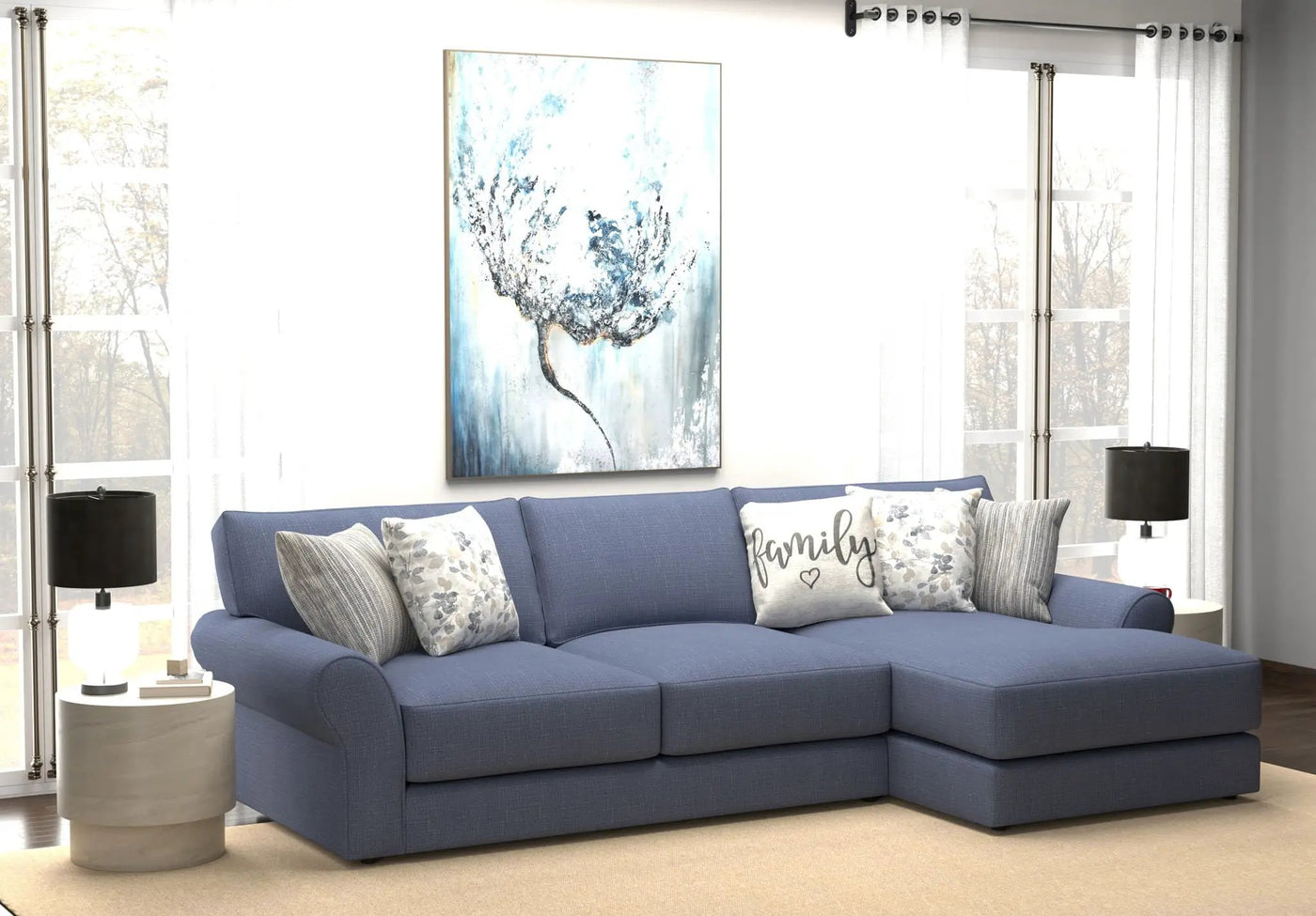Cape May - Sofa Chaise With Comfort Coil Seating And 5 Accent Pillows Included by Unique Piece Furniture