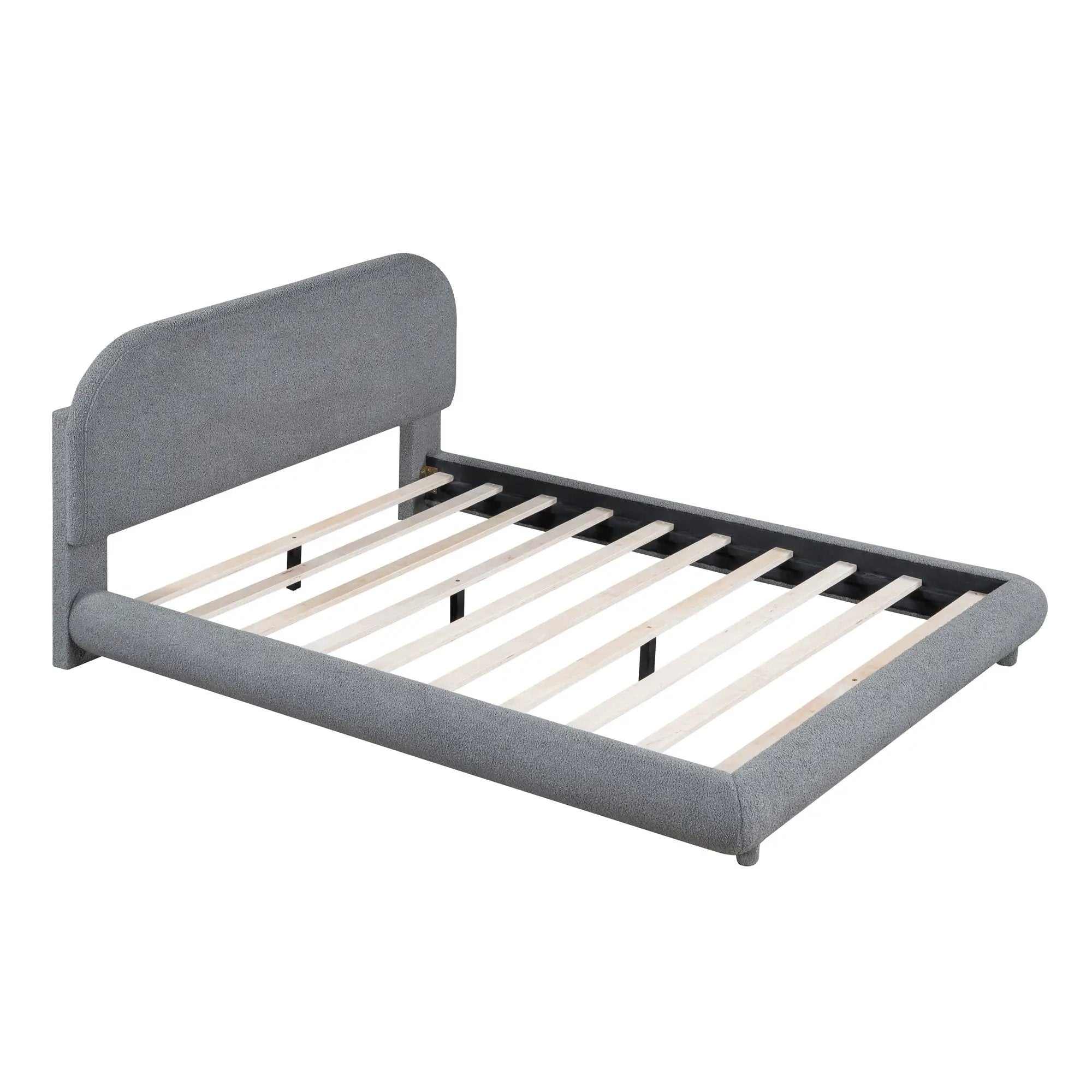 Upholstered Platform Bed With Thick Solid Frame And Stylish Curve-Shaped Design by Unique Piece Furniture