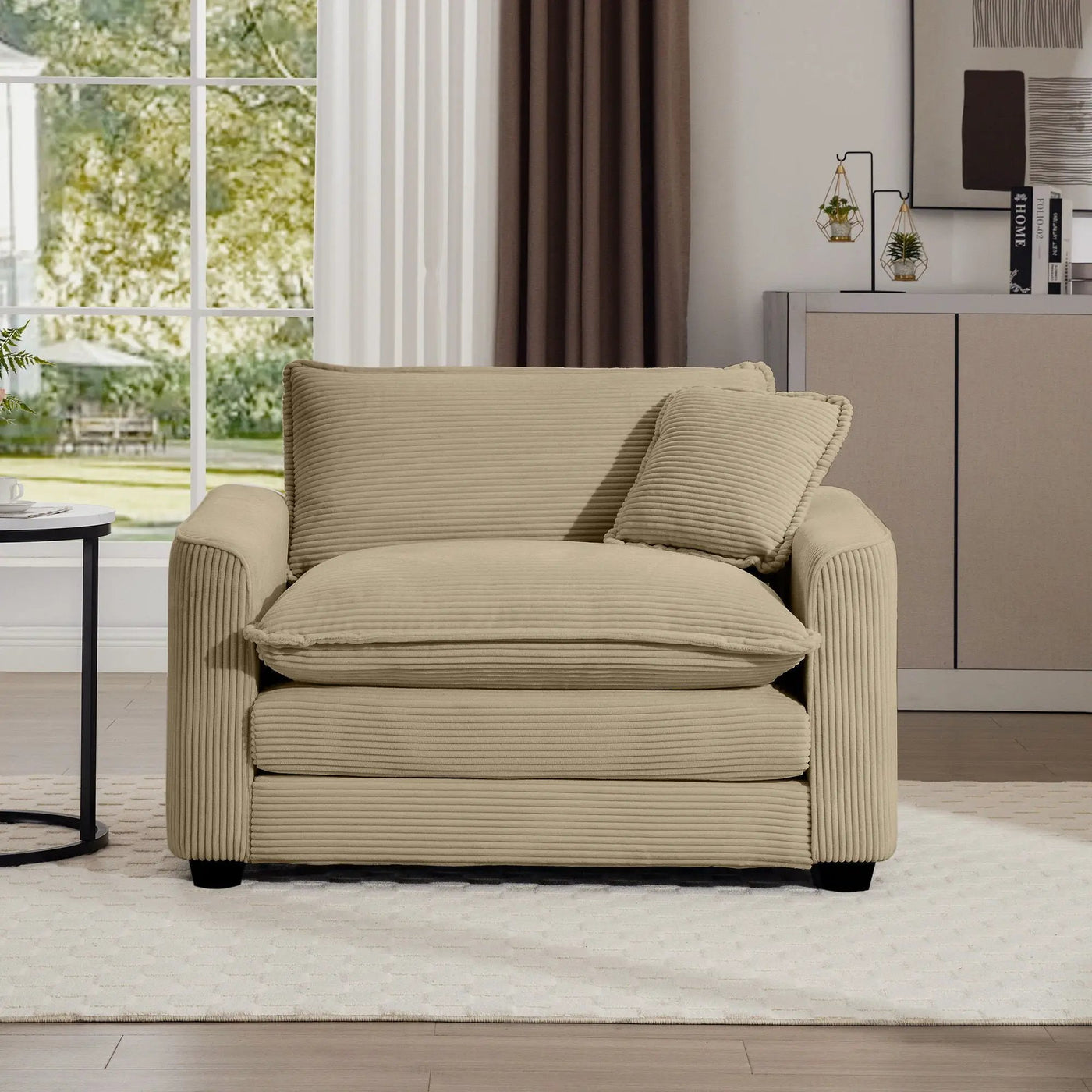Modern Classic Fabric Single Chair Deep Seat Sofa With Pillow by HouseOfZazla