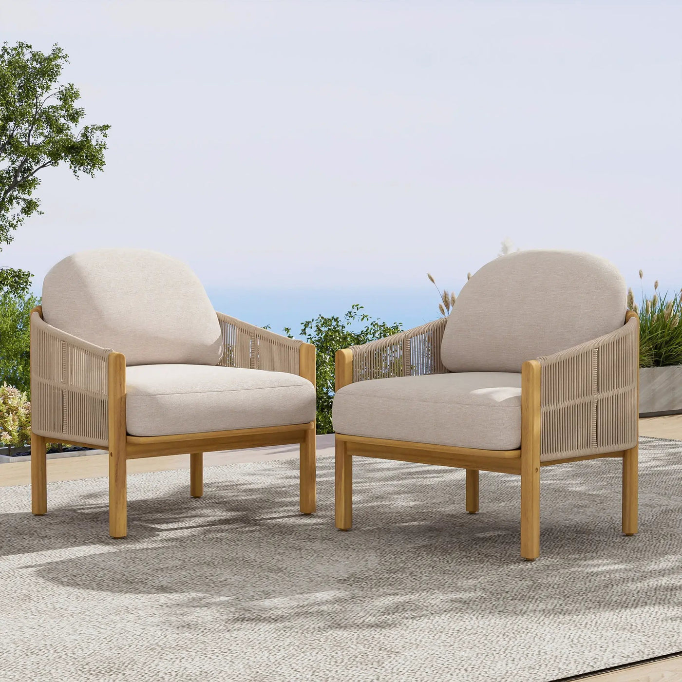 Grotta Outdoor Wood Club Chair Set of 2 by HouseOfZazla