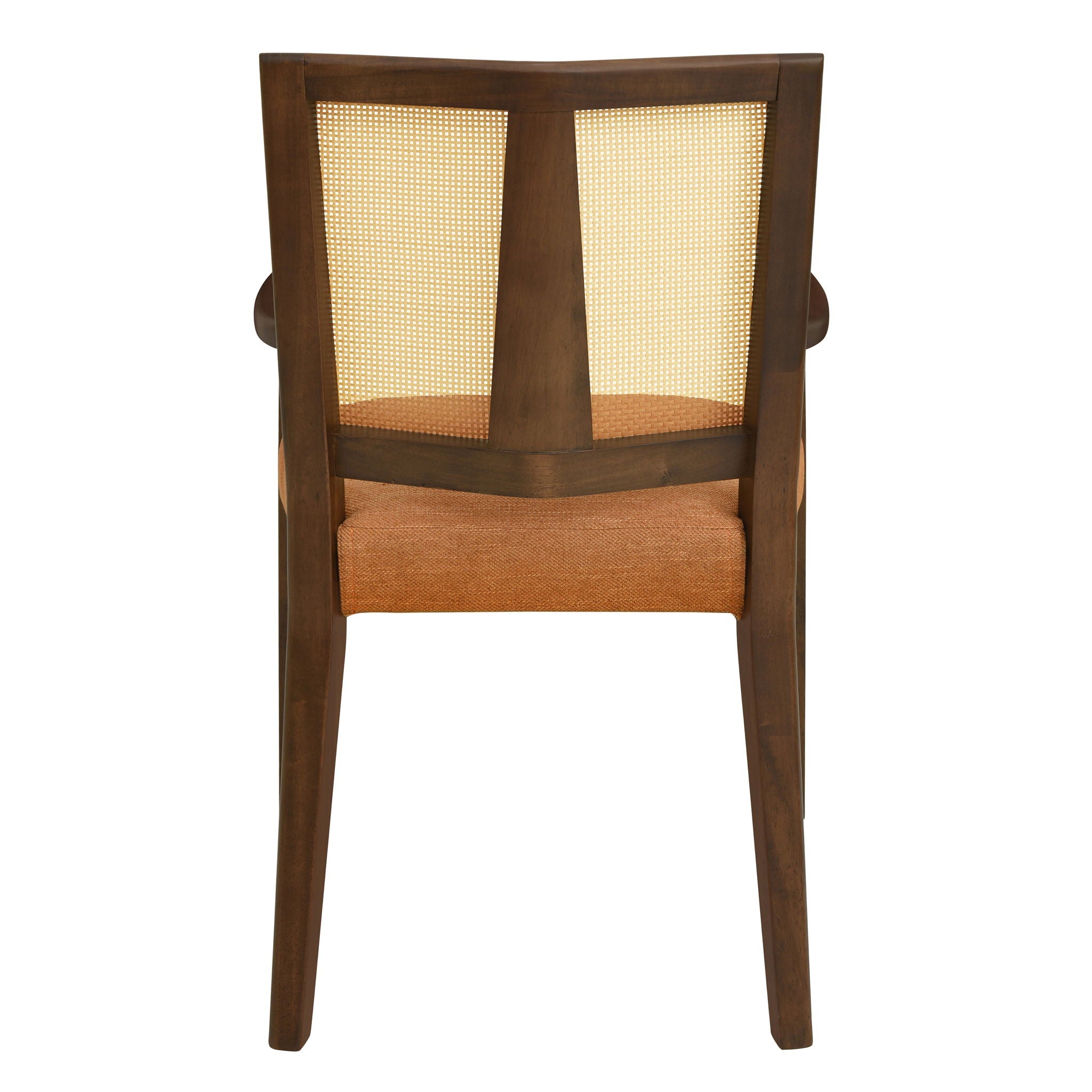 Mid Century Modern Arm Dining Chair Set With Rattan Backrest by HouseOfZazla