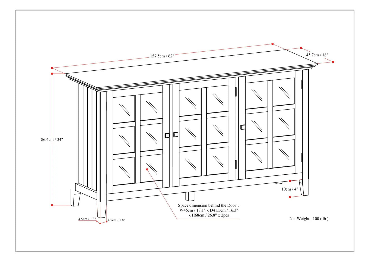 Acadian - Wide Storage Cabinet Handcrafted by HouseOfZazla