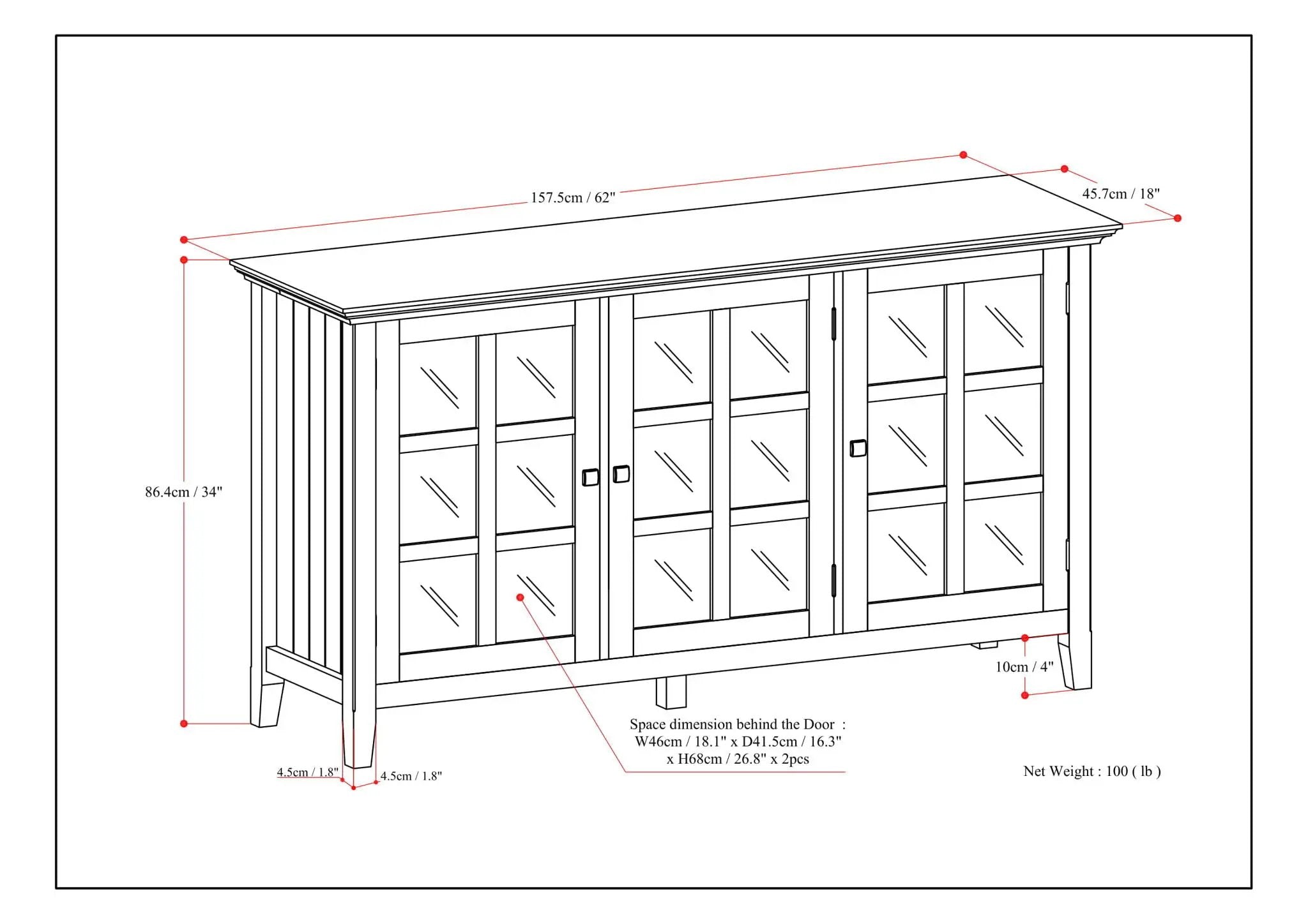 Acadian - Wide Storage Cabinet Handcrafted by HouseOfZazla