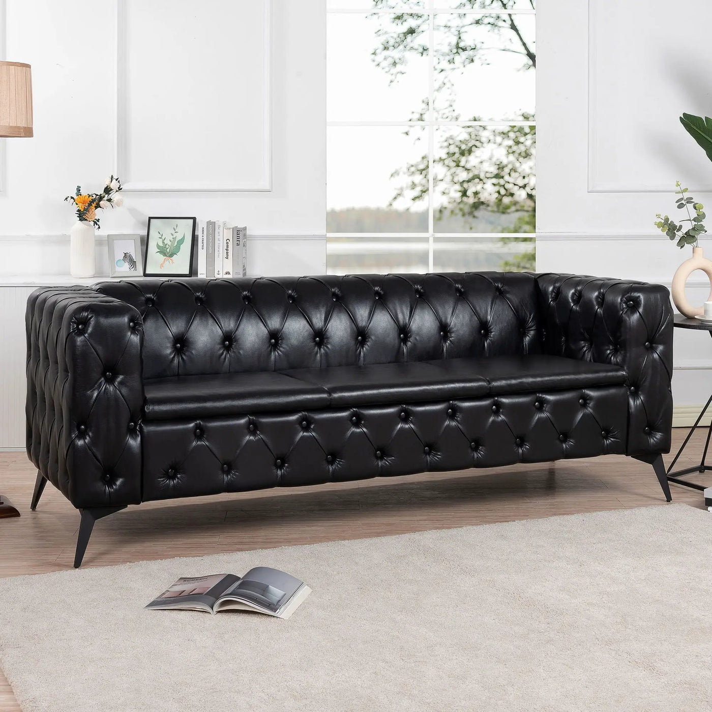 Square Arm Removable Cushion 3 Seater Sofa by HouseOfZazla
