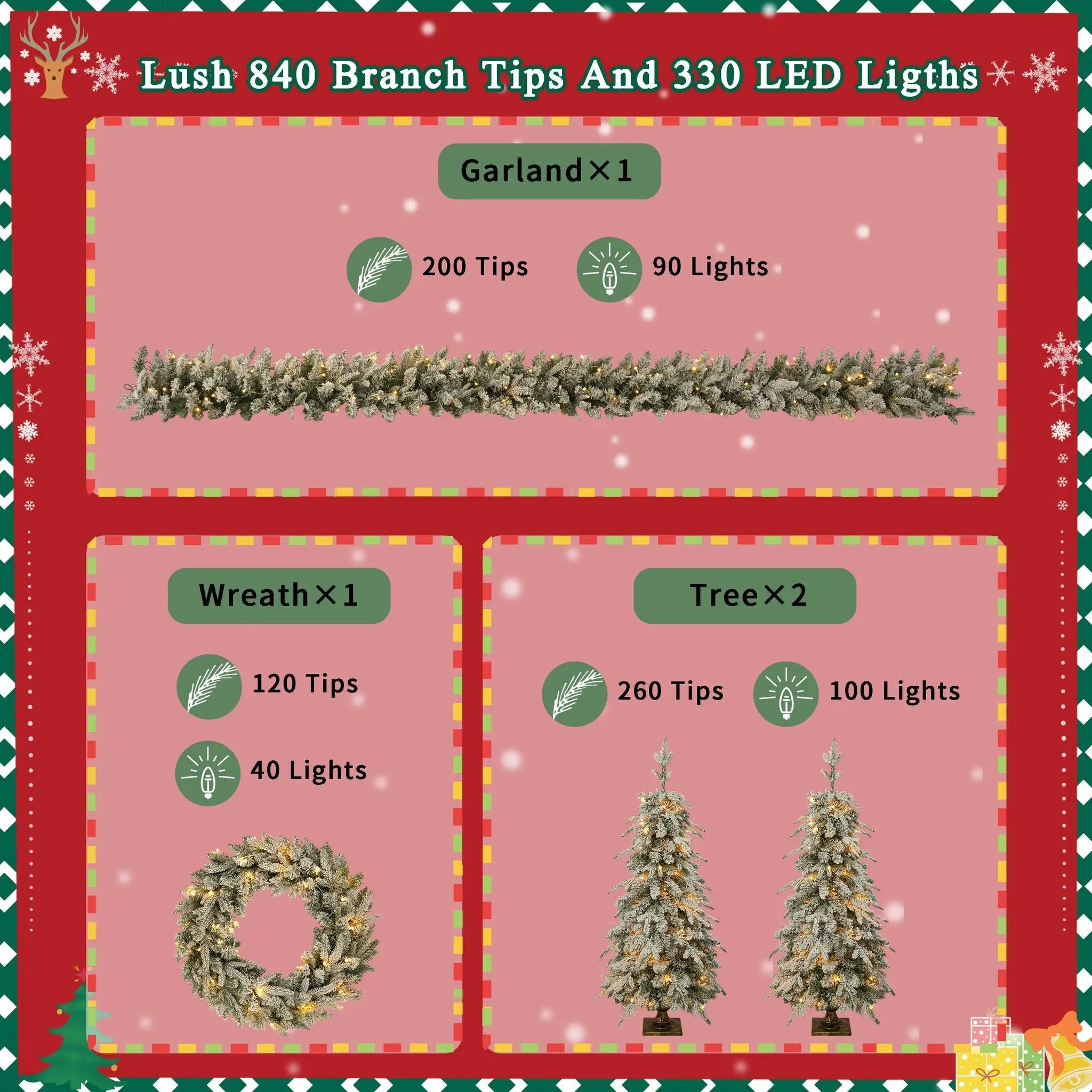 Pre-Lit Christmas Artificial Tree 4-Piece Set by HouseOfZazla