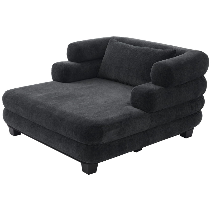 Oversized Chaise Lounge Sofa Bed with Deep Seat and Layered Armrests by HouseOfZazla