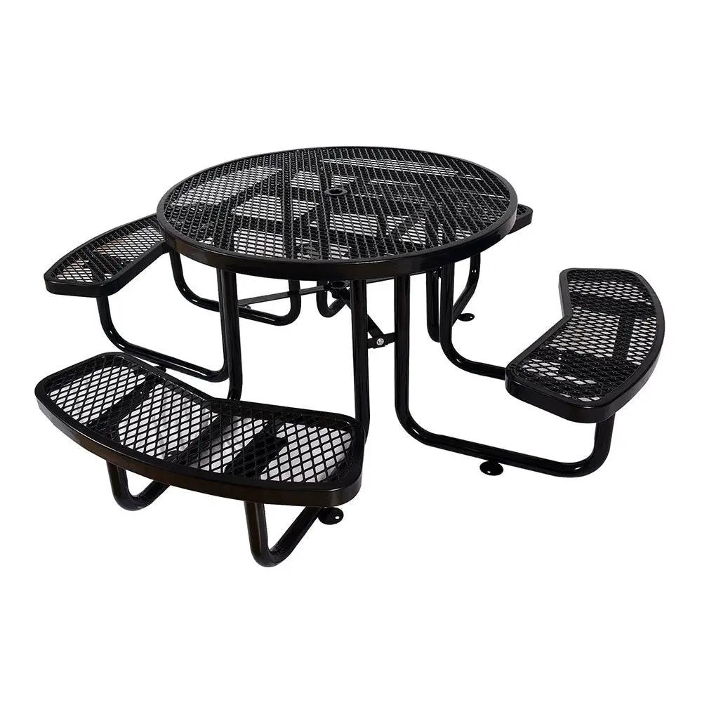 Large 46-Inch Heavy-Duty Round Outdoor Steel Picnic Table With Umbrella Hole (SAK96428) by SAKSBY WHOLESALE