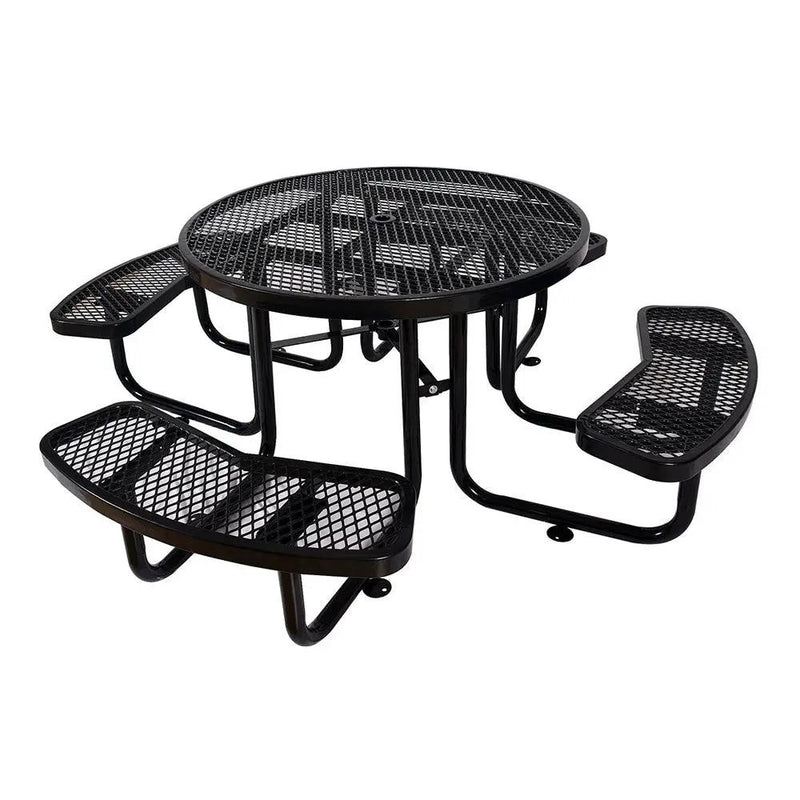 Large 46-Inch Heavy-Duty Round Outdoor Steel Picnic Table With Umbrella Hole (SAK96428) by SAKSBY WHOLESALE